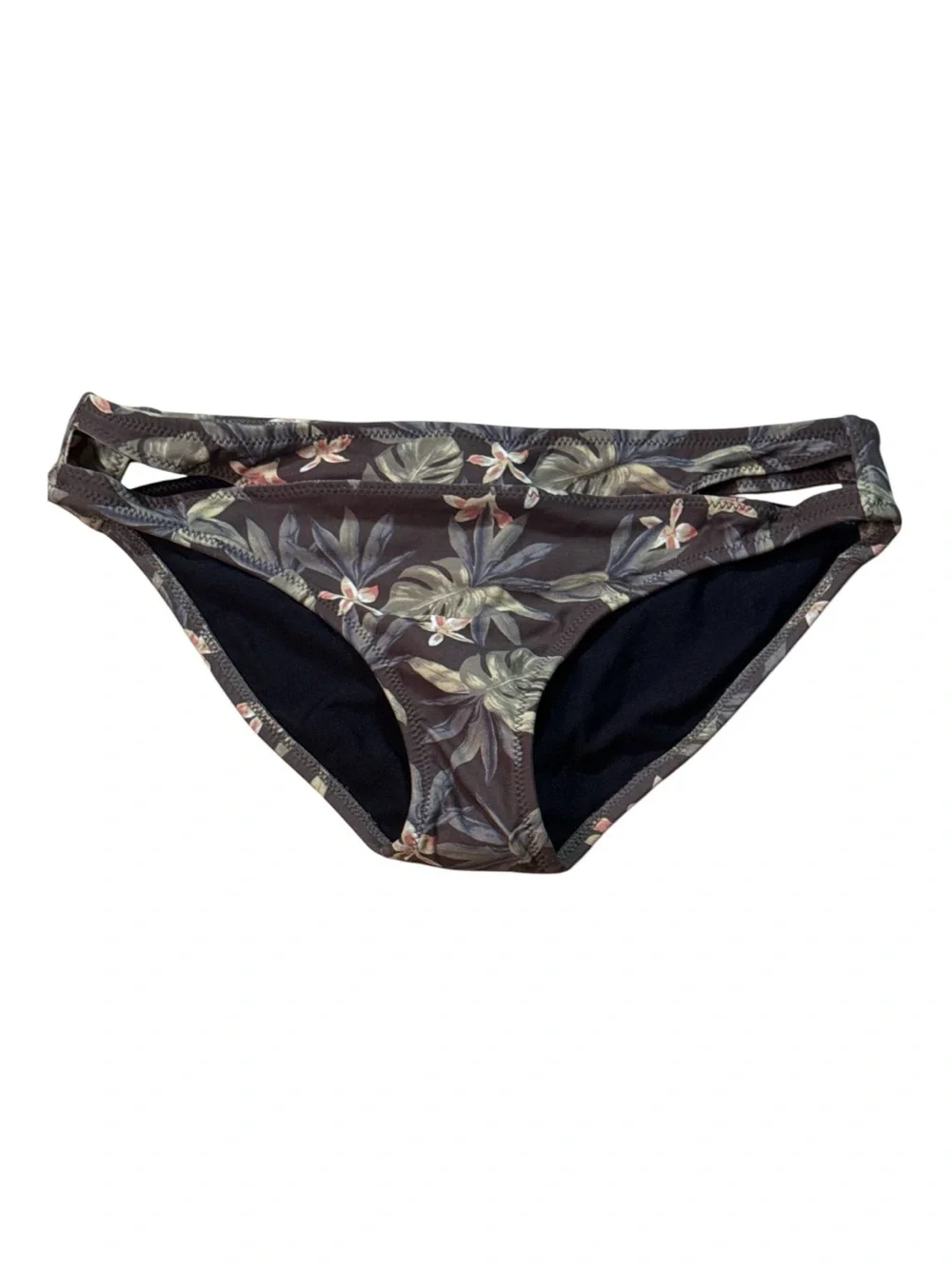 O'Neill Brown Tropical Floral Cutout Bikini Bottom Size small NWT - Picture 1 of 3